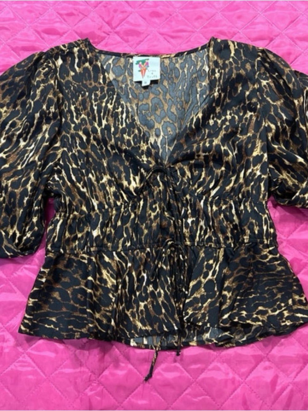 ive 4 Truth Leopard Print Tiered Peplum Blouse - Size XL